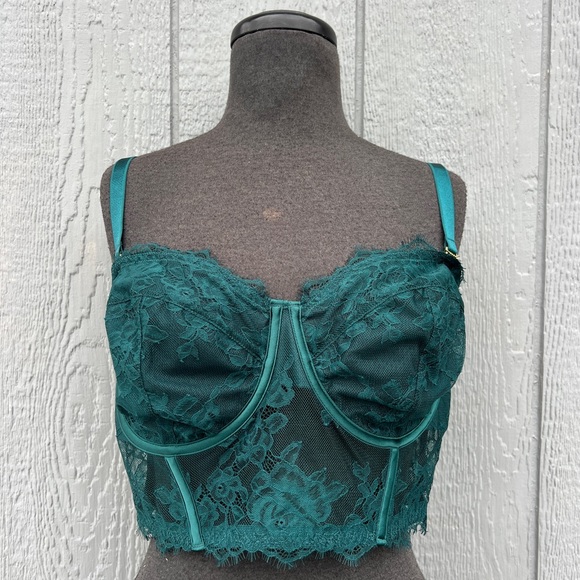 Victoria's Secret VS Archives Rose Lace Corset Bustier Top in Green, 38DD - Picture 7 of 16